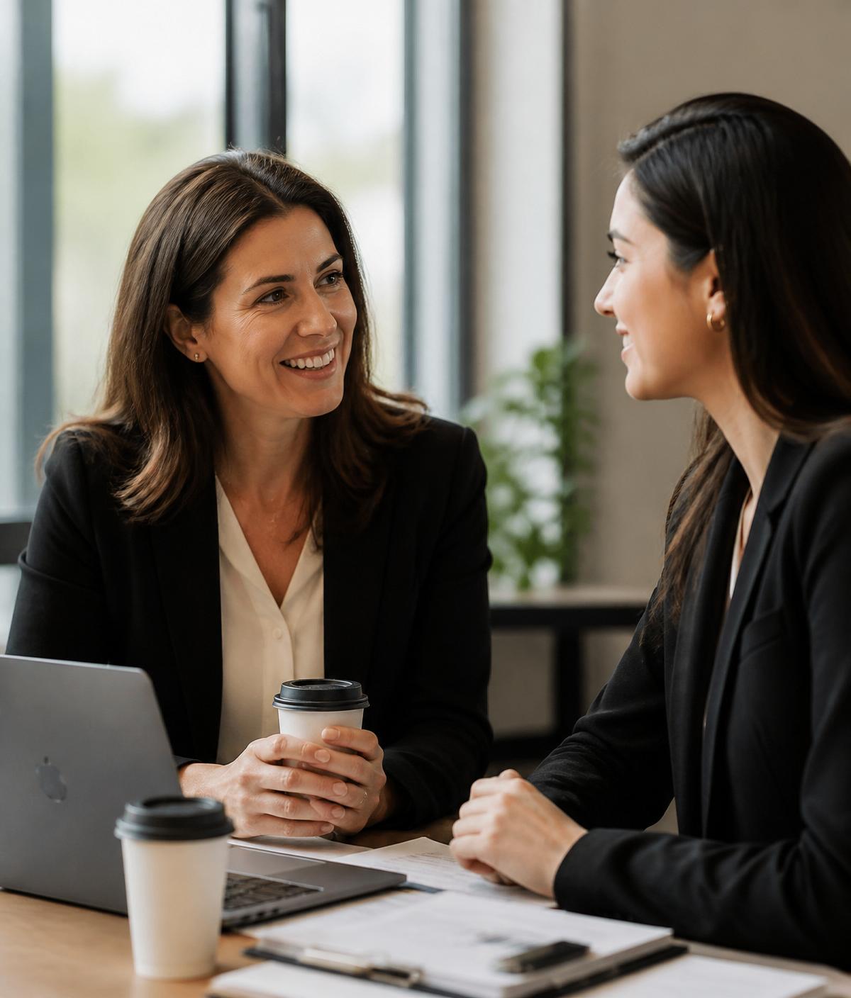 Two women accounting professionals mentoring one another